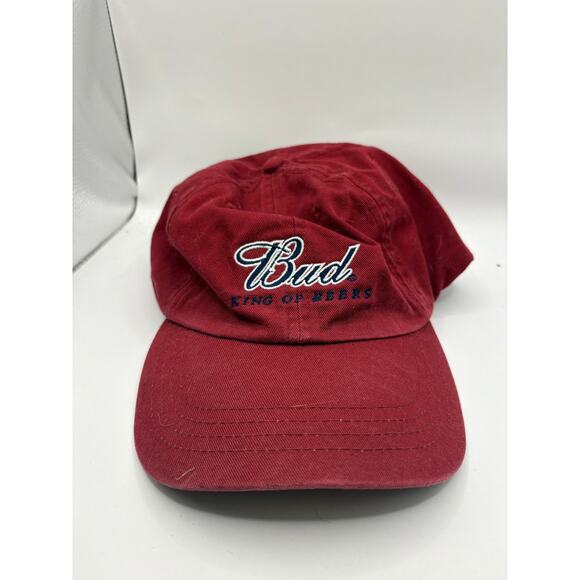 Vintage Other - Vintage 90s Budweiser Bud King Of Beers Strapback Adjustable Baseball Hat Red